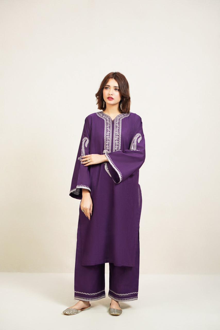 Premium quality Dhanak 2pc fully embroidered