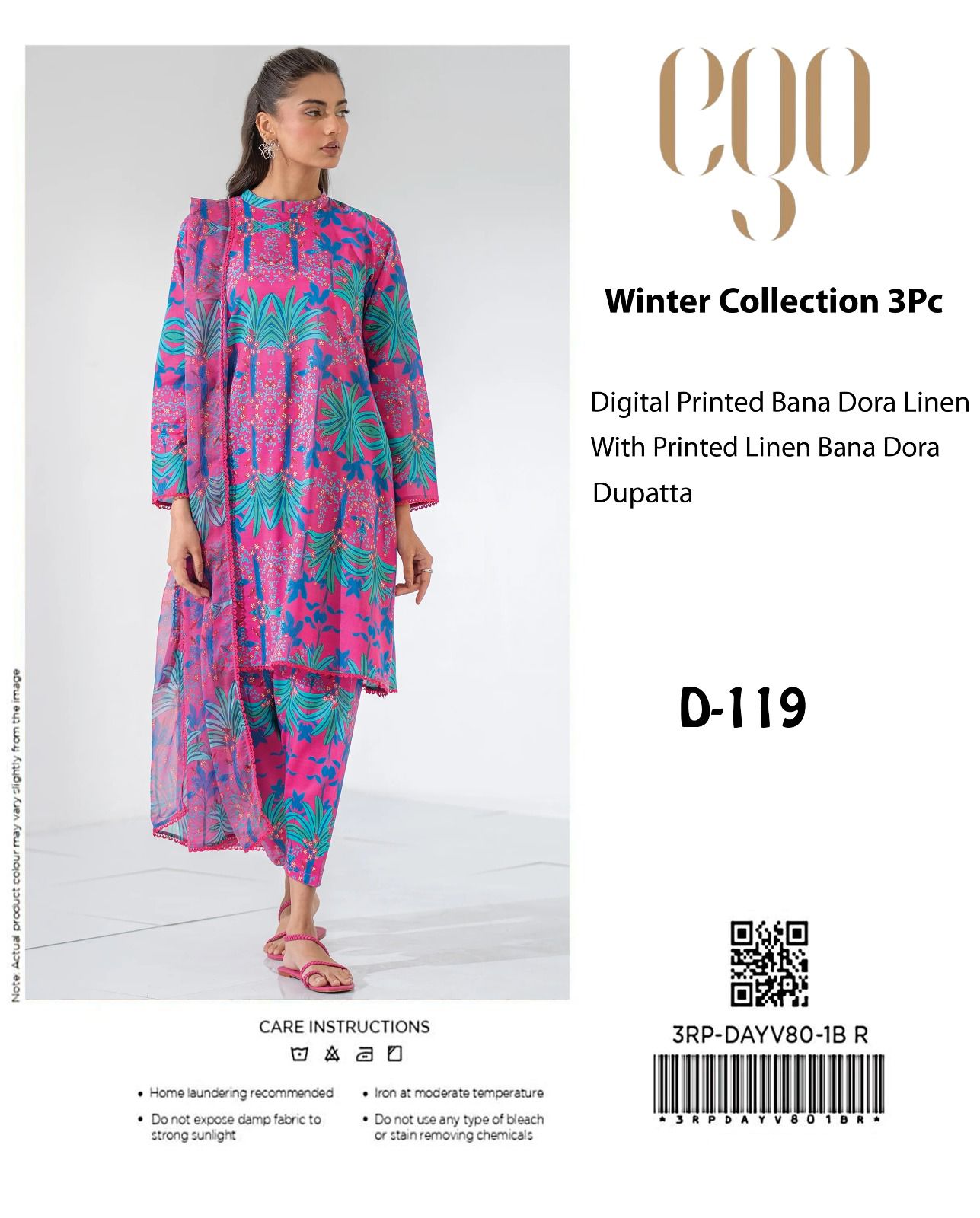 EGO Bana Dora Linen Digital Printed All over 3pc