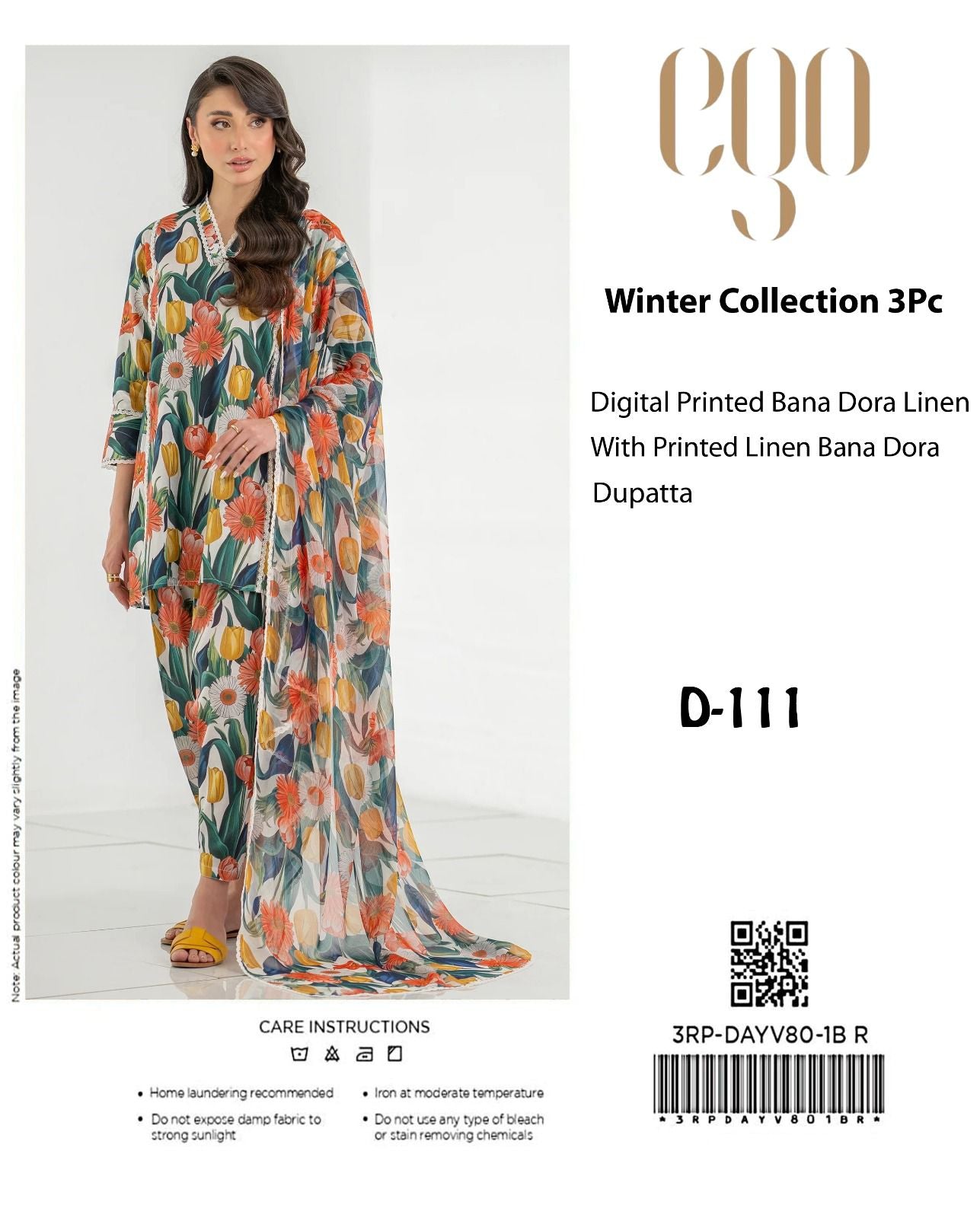 EGO Bana Dora Linen Digital Printed All over 3pc