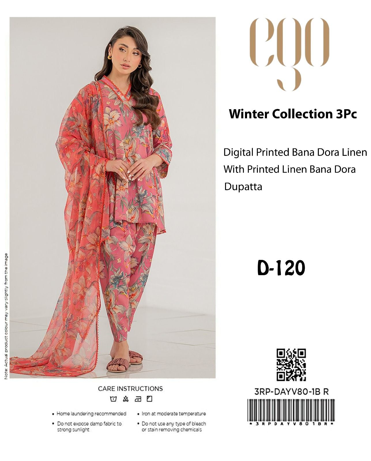 EGO Bana Dora Linen Digital Printed All over 3pc