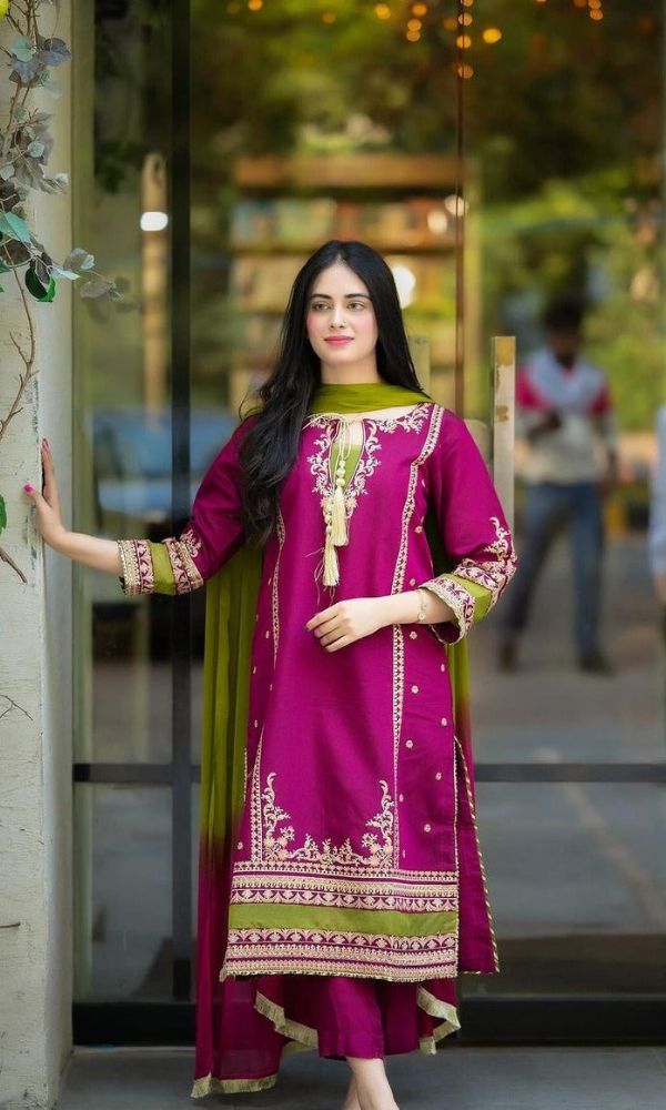 Premium quality linen 3pc embroidered
