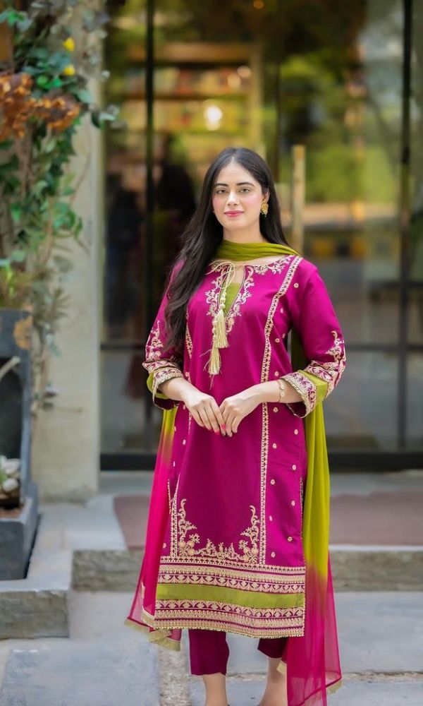 Premium quality linen 3pc embroidered