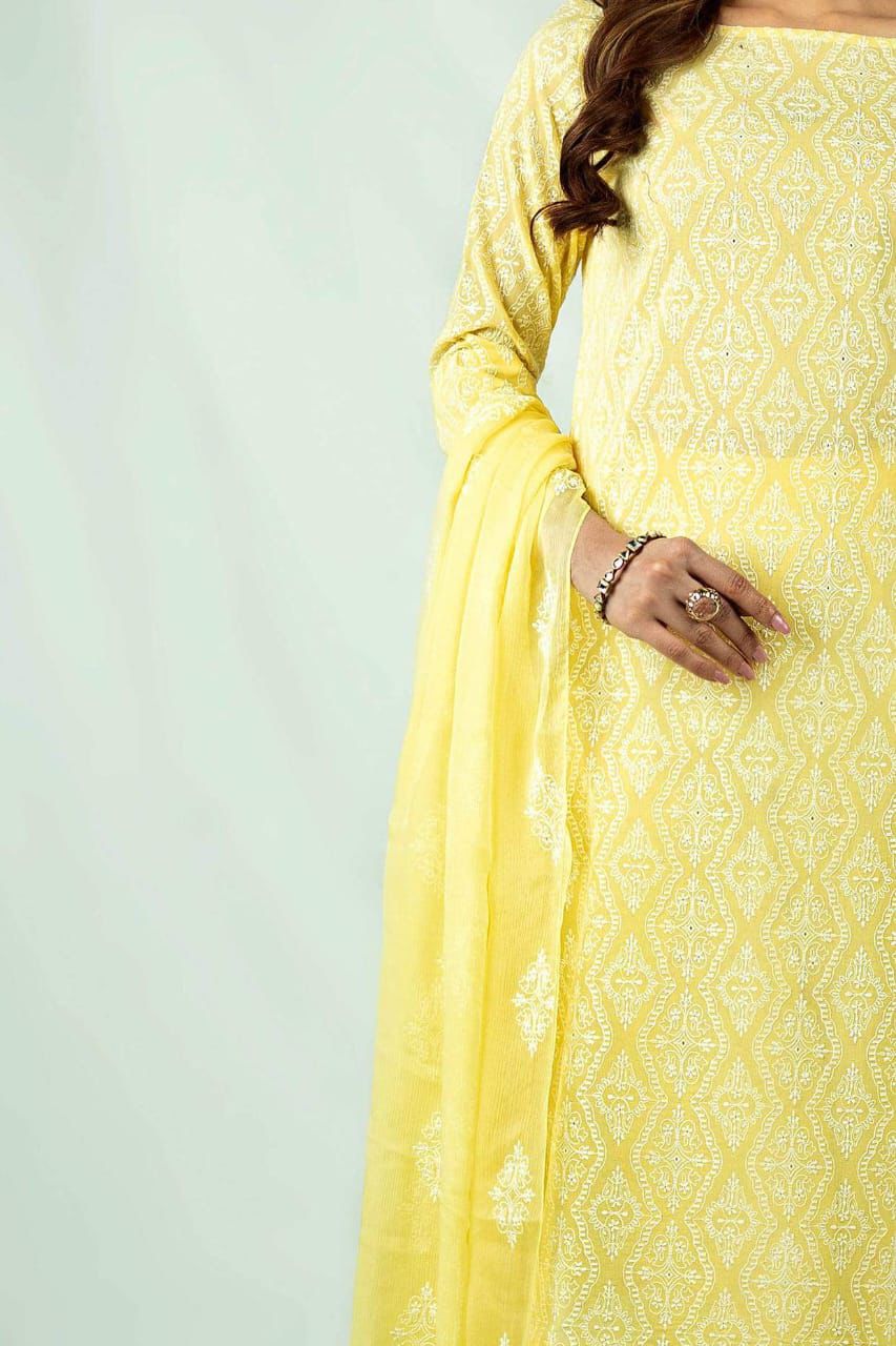Premium quality linen 3pc embroidered