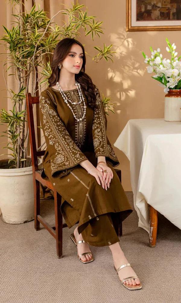 Premium quality Dhanak 2pc fully embroidered