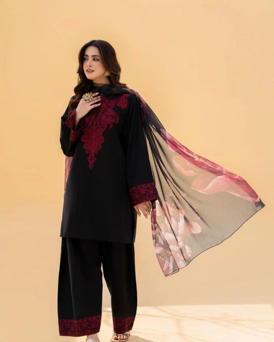 premium Quality embroidered Linen 3pc