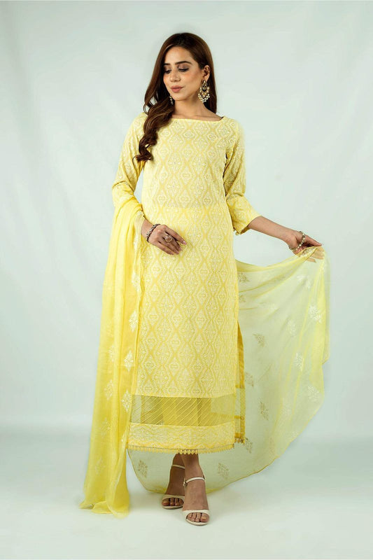 Premium quality linen 3pc embroidered