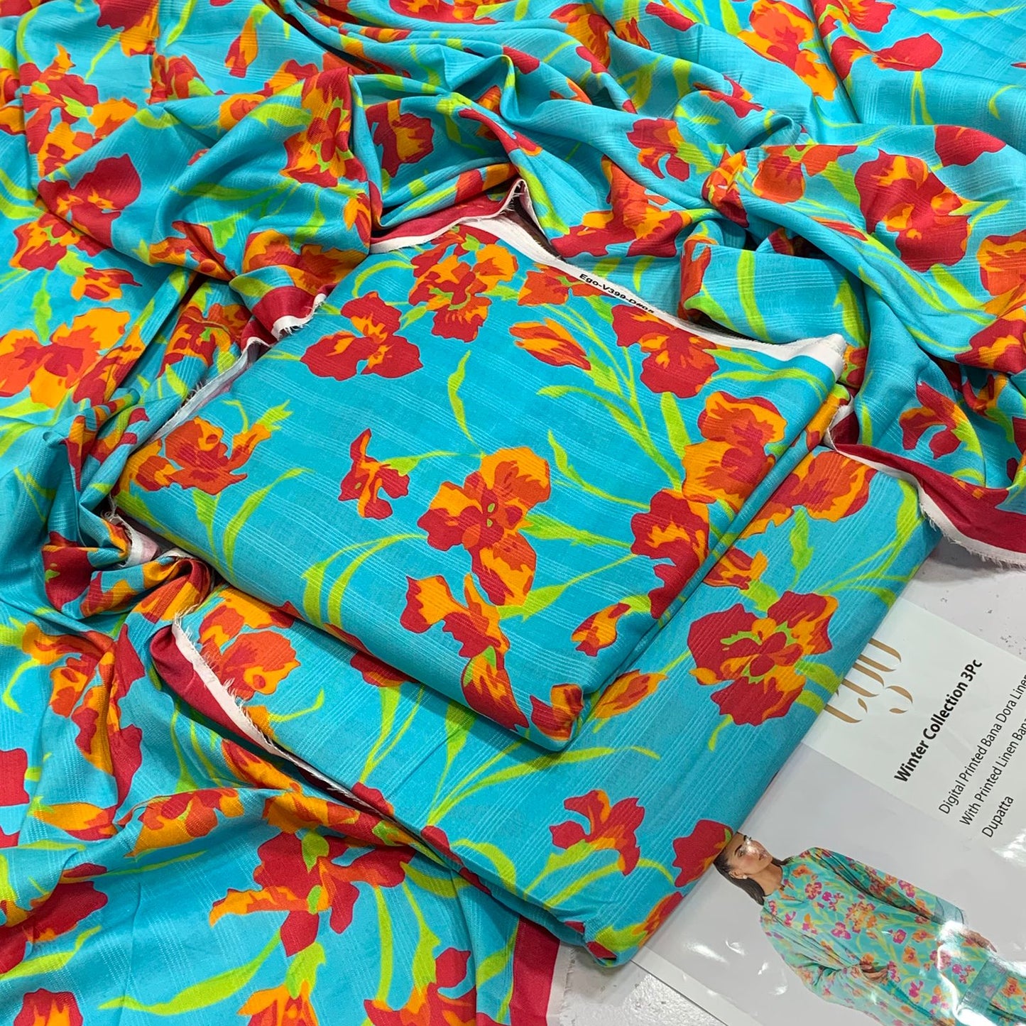 EGO Bana Dora Linen Digital Printed All over 3pc