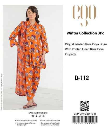 EGO Bana Dora Linen Digital Printed All over 3pc