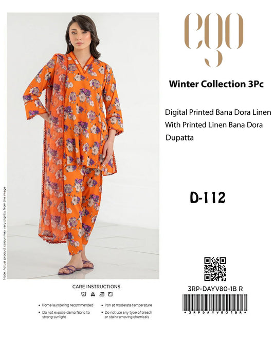 EGO Bana Dora Linen Digital Printed All over 3pc