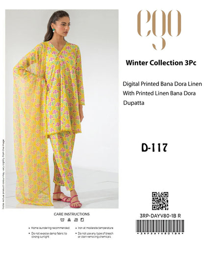 EGO Bana Dora Linen Digital Printed All over 3pc