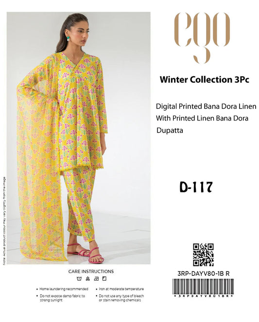 EGO Bana Dora Linen Digital Printed All over 3pc