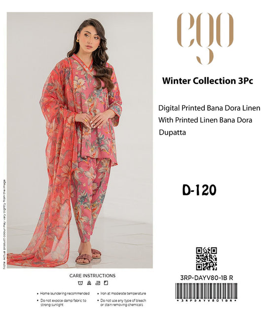 EGO Bana Dora Linen Digital Printed All over 3pc