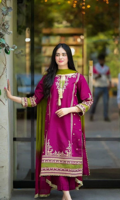 Premium quality linen 3pc embroidered