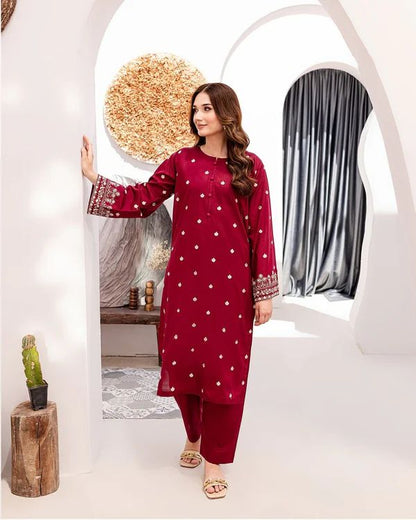 Premium quality Dhanak 2pc fully embroidered