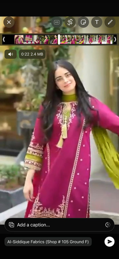 Premium quality linen 3pc embroidered