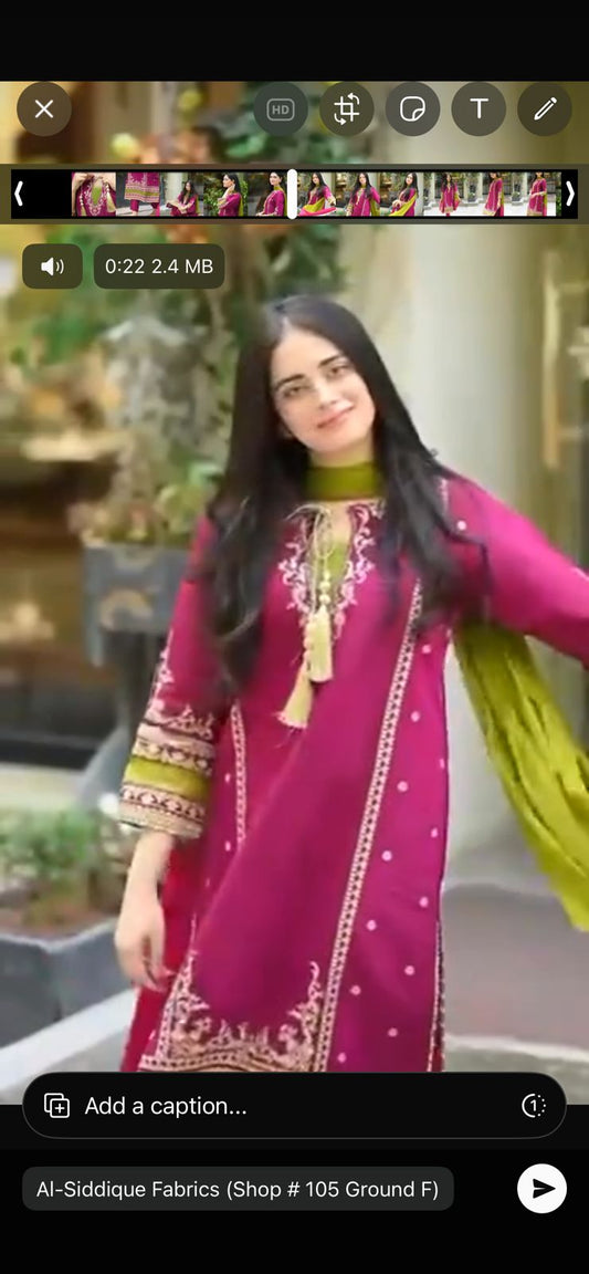 Premium quality linen 3pc embroidered