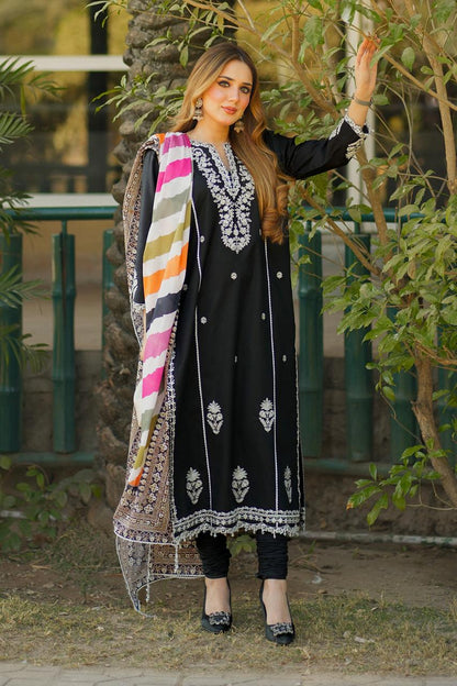 premium Quality embroidered Linen 3pc