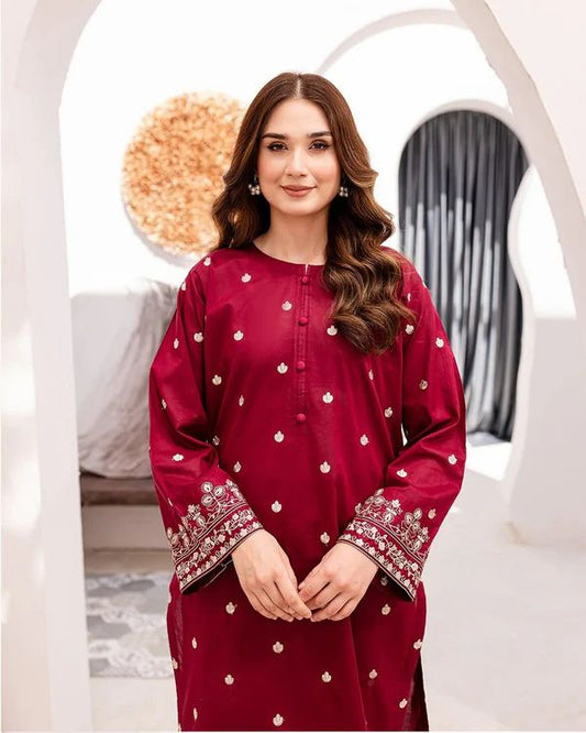 Premium quality Dhanak 2pc fully embroidered