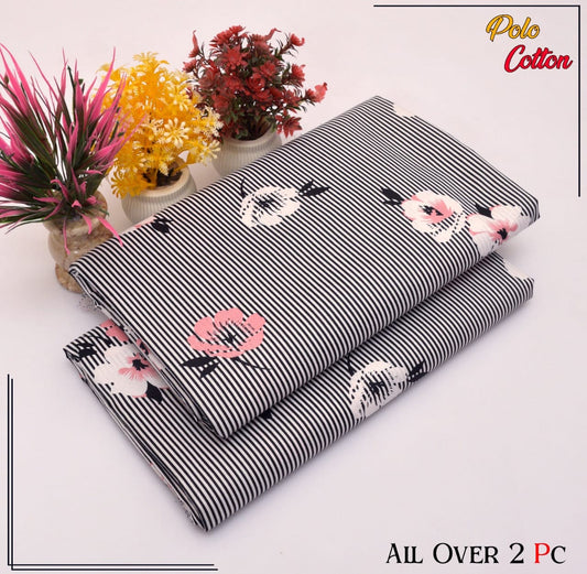 Premium Quality Ladies 2-Pc printed Polo Cotton